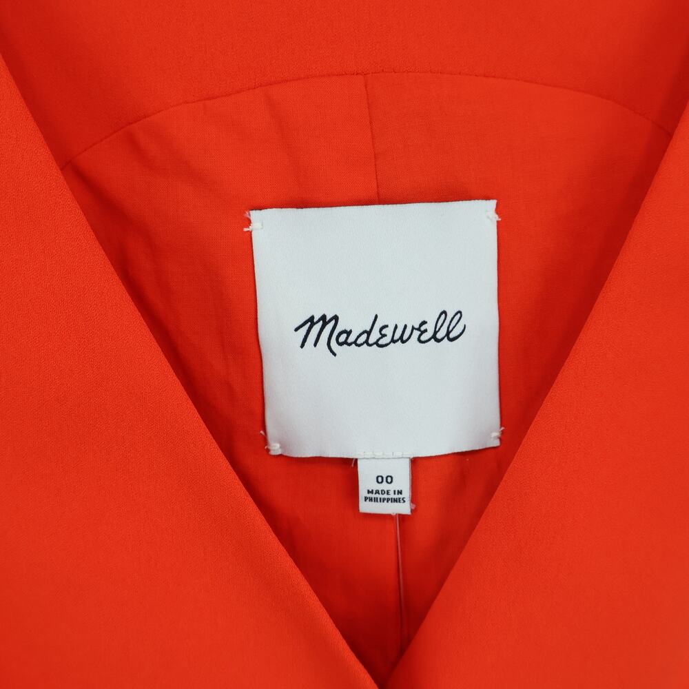 NWT Madewell Cutaway Long Button-Front Lined Vest Bright Flame Red Size 00 - Picture 7 of 9